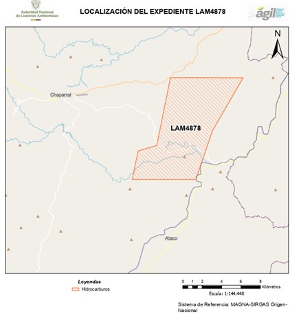 Imagen de la ubicación del proyecto Explotación y Desarrollo del Bloque de Asociación Tolima B