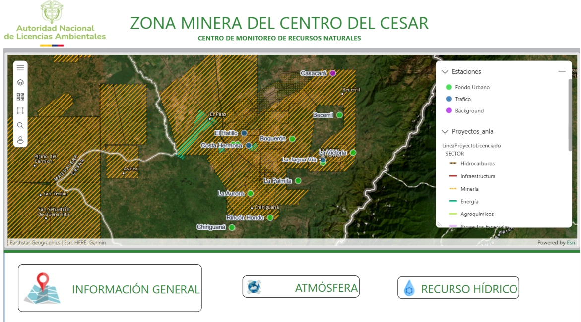 Imagen del tablero de control de Zona Minera del Centro&nbsp;Cesar