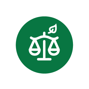 Icono fondo verde con una balanza